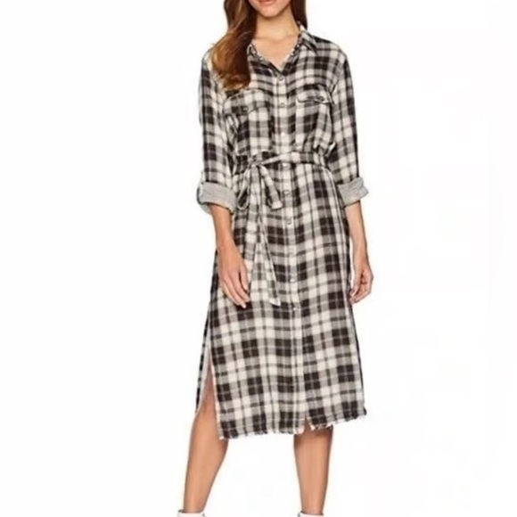 💖💖 SANCTUARY Flannel Snap-Front Long Sleeve Shirt Duster Size L - Picture 9 of 10
